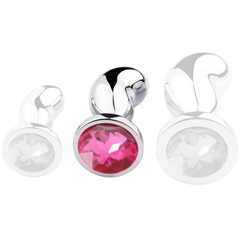 SM Fantasy Plug Bijou Bean Silver M 7 x 3cm Rose